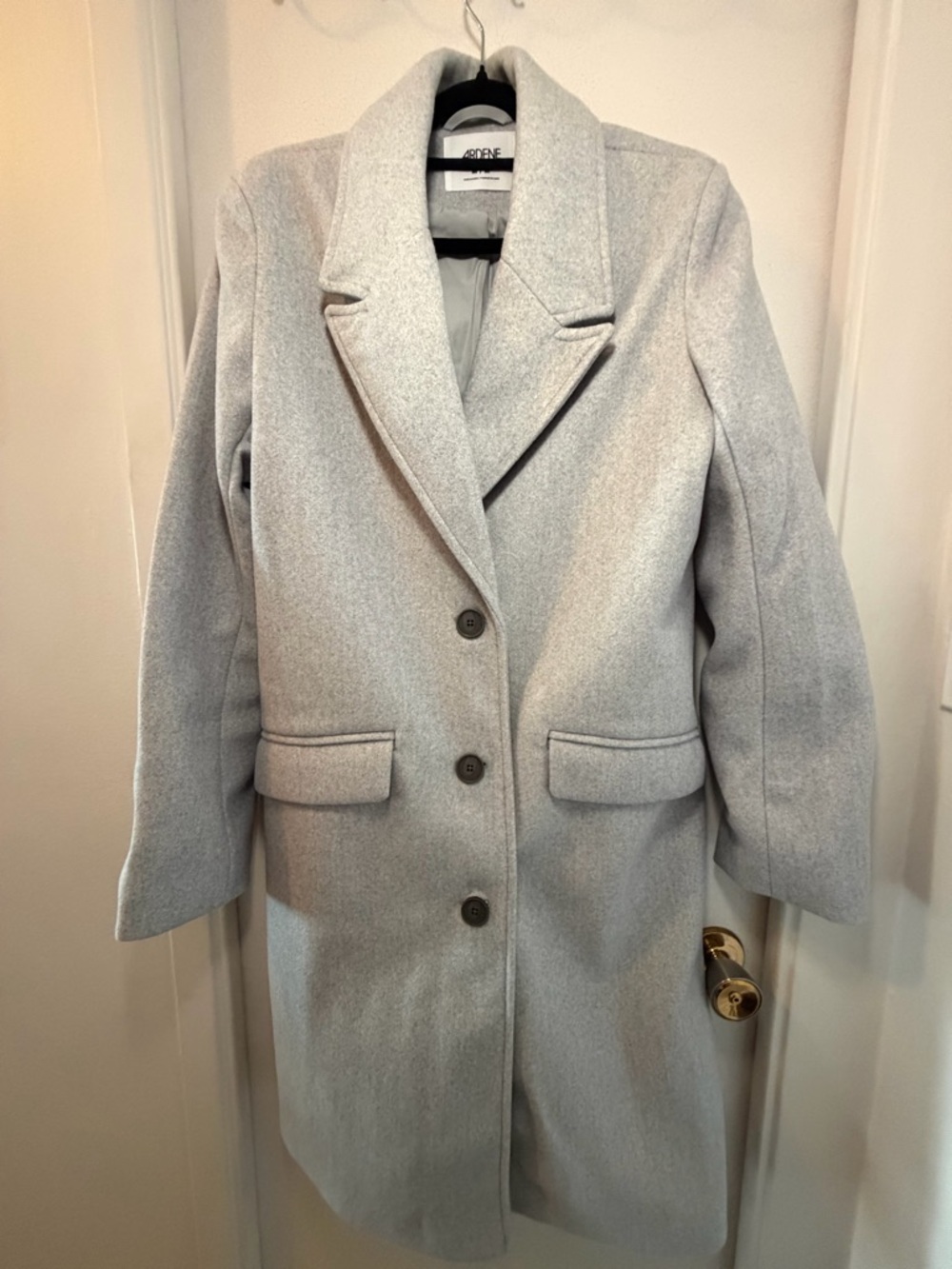 Ardene Light Gray Single-Breasted Wool-Blend Pea Coat